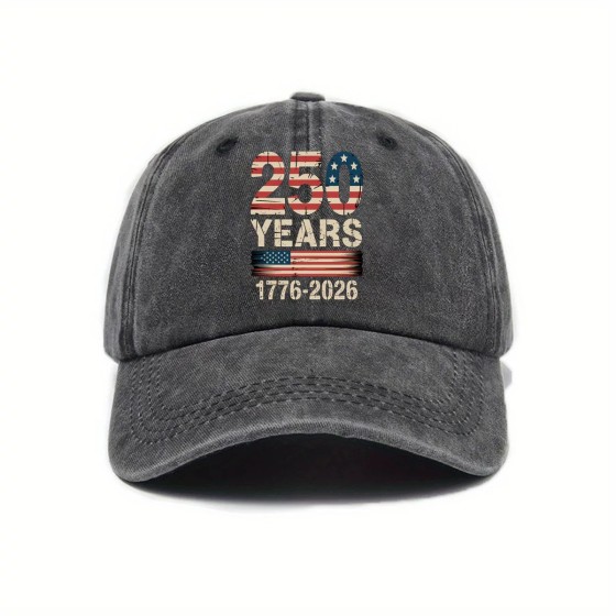 Cross-border Amazon bestselling baseball cap for men, USA 250th Anniversary print, American vintage style, fashionable curved brim hat 1