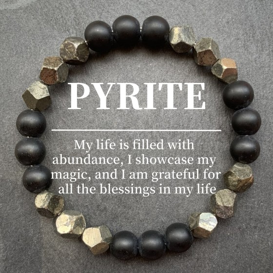 Hot-selling natural stone 8mm agate bracelet, energy healing jewelry, black agate and pyrite beaded bracelet.
